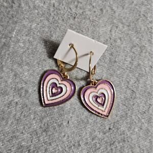 Boutique Retro Colorful Purple Multi-Layered Heart-Shaped Huggie Earrings